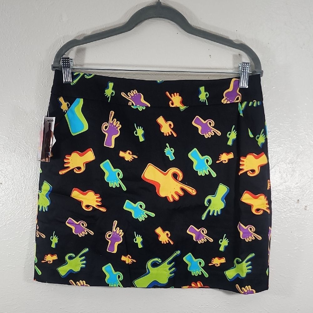 Loud Mouth Ladies Colorful Hand Print Golf Tennis Skorts NWT Size 10